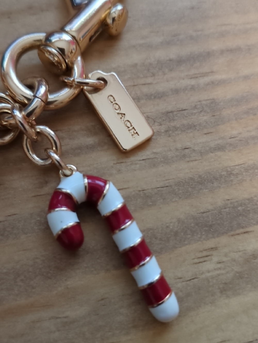 Coach Gold-Tone Candy Charm Keychain Purse Charm Red, Pink White, Green Enamel - Picture 5 of 14